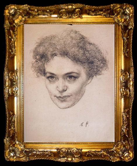 framed  Nikolay Fechin Portrait of lady, ta009-2